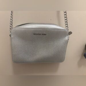 Michael Kors Metallic Silver Crossbody Bag